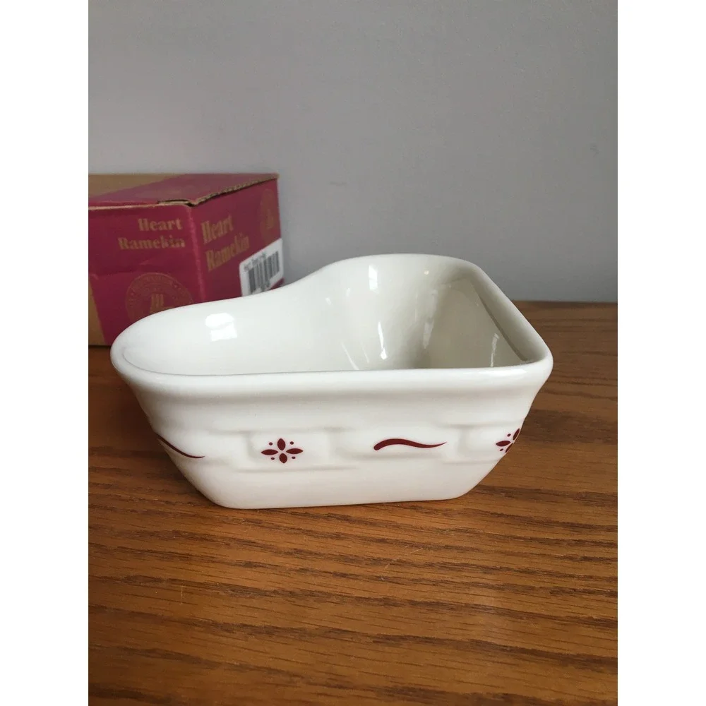 Longaberger Pottery Woven Traditions 'Traditional Red' Heart Ramekin Dish‎ 39748